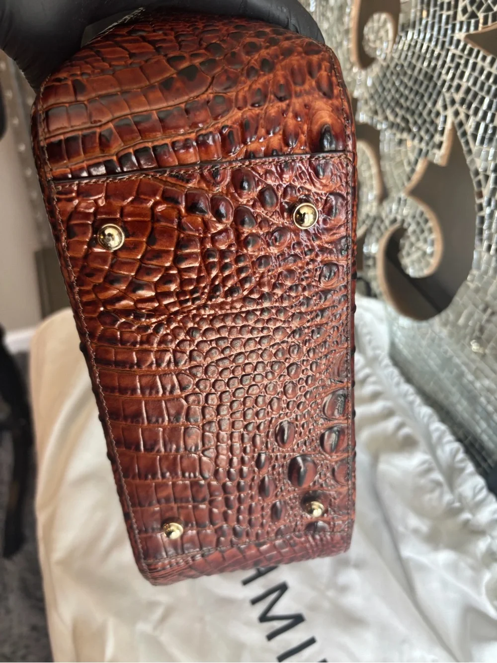 ⭐️Brahmin Deep Chestnut Croc-Embossed Satchel - Picture 8 of 12